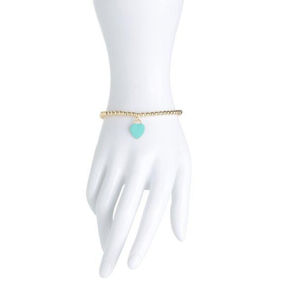 MILOR SILVER Gold Made In Italy Sterling Silver Bead Stretch Charm Bracelet - Picture 2 of 2